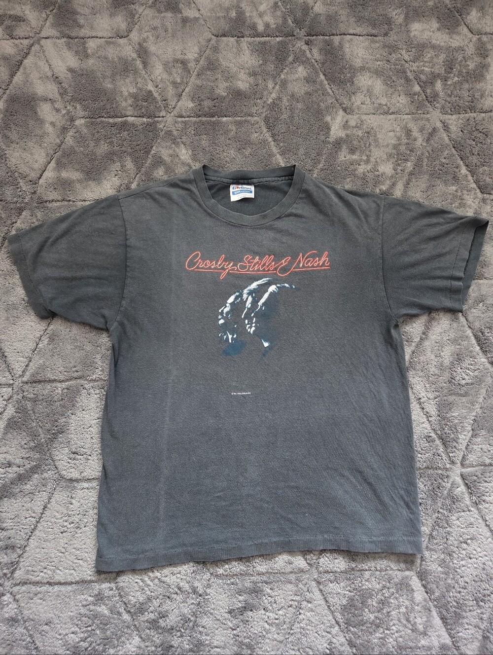 VTG Crosby Stills & Nash 1987 Black Band Tee Rock Music Collectors Grunge Large